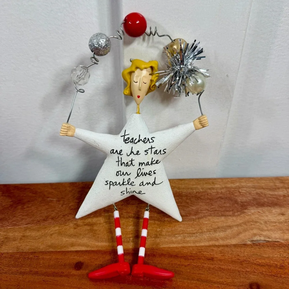 Teachers are the Stars Inspirational Figurine Star Body Red Striped Legs